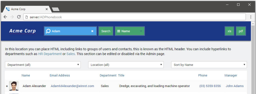 Active Directory Phonebook